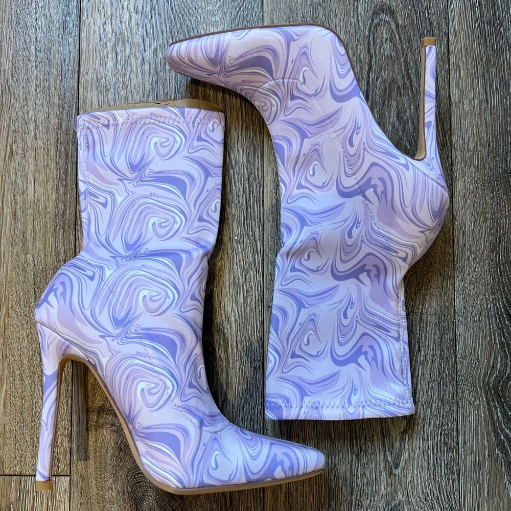 Public Desire Purple Swirl Heeled Boots